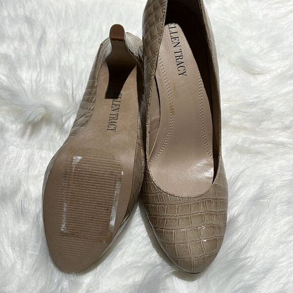 NWOT Ellen Tracy Nude Crocodile Embossed Pump Heels Size 6M. B65 - Picture 8 of 10